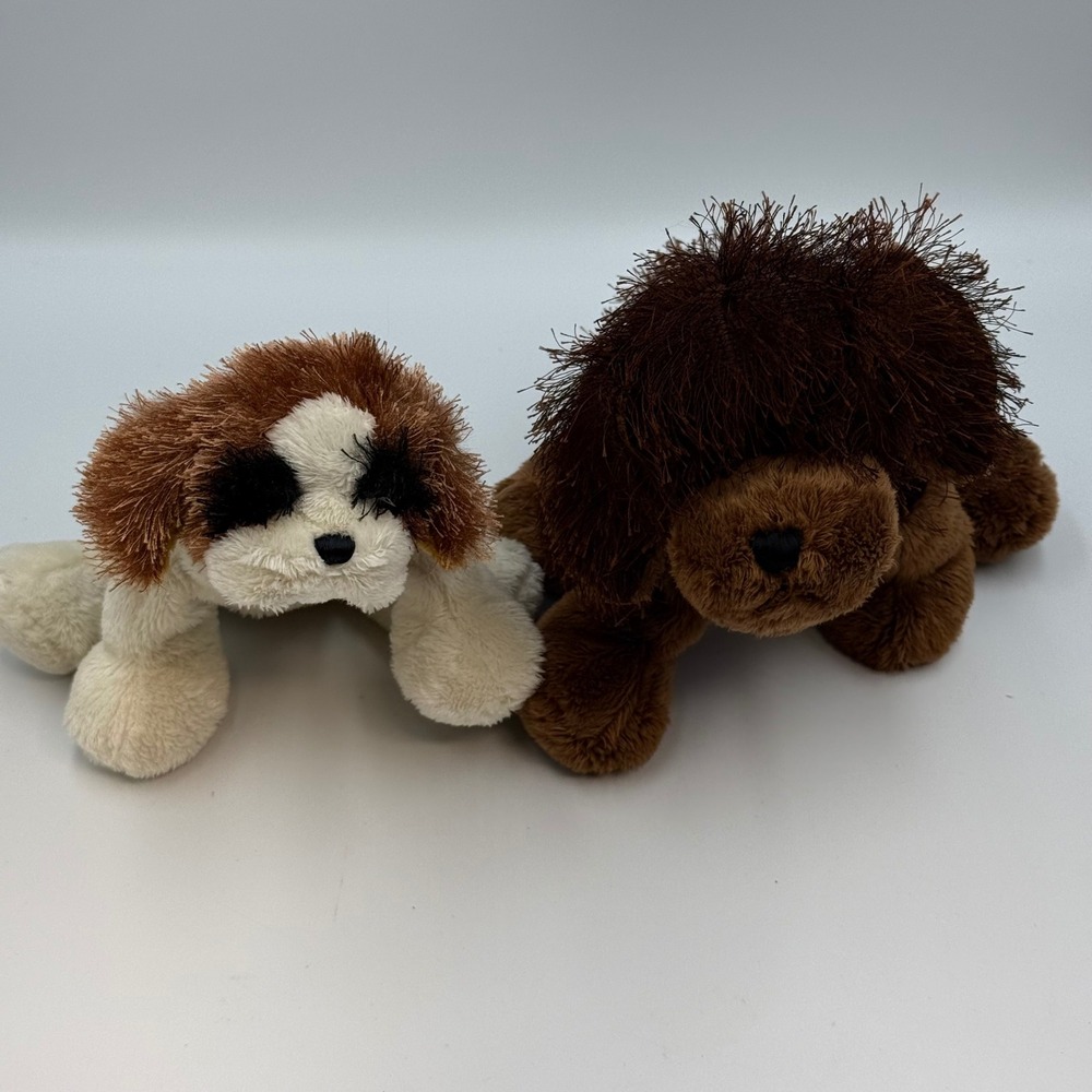 Lot of 2 Ganz Webkinz Plush Brown Dog HM195 Lil Kinz‎ St Bernard HS012 NO CODES